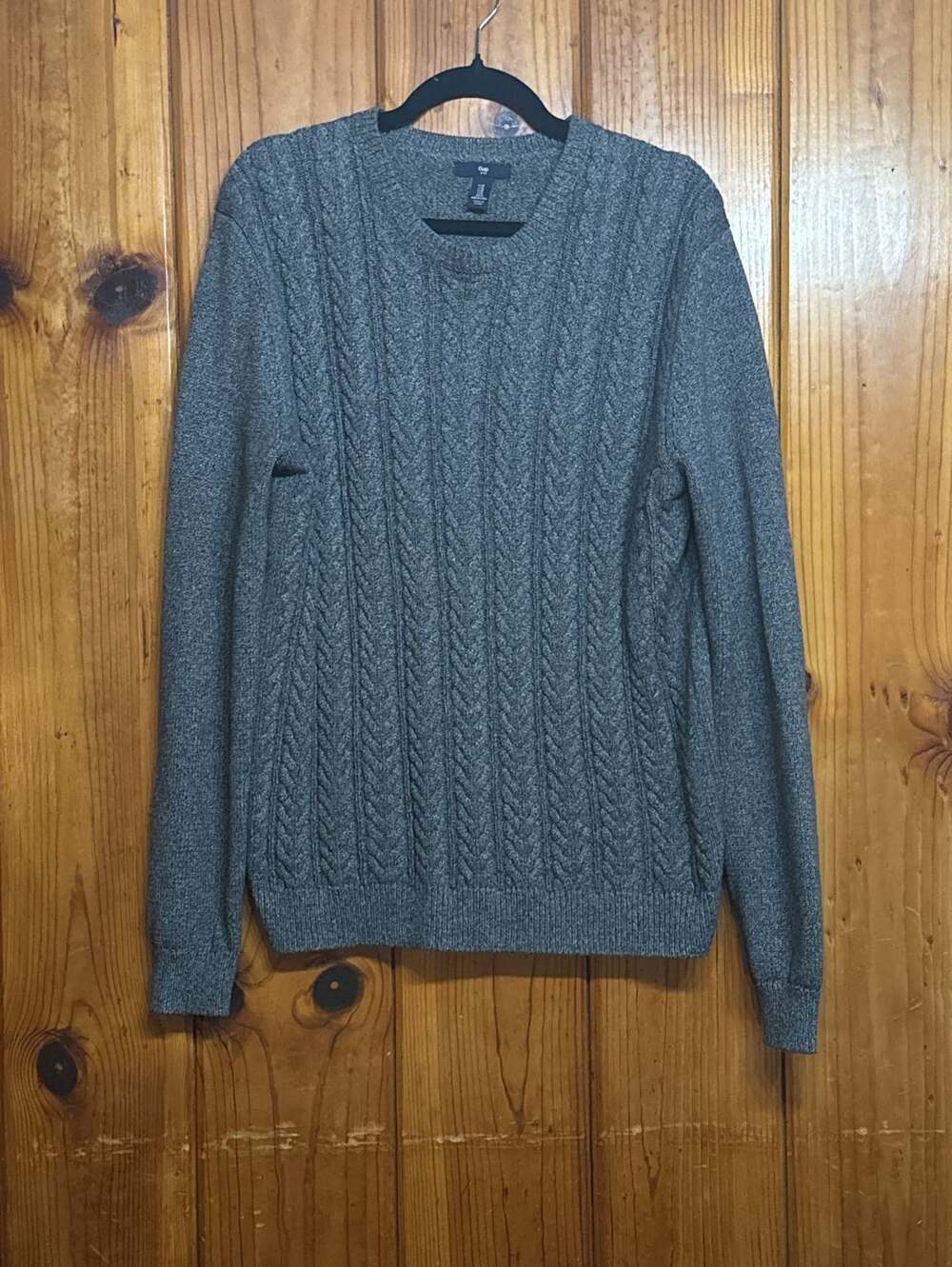 Gap Cable Knit Sweater Size M Gray Cotton Crew Neck Pullover